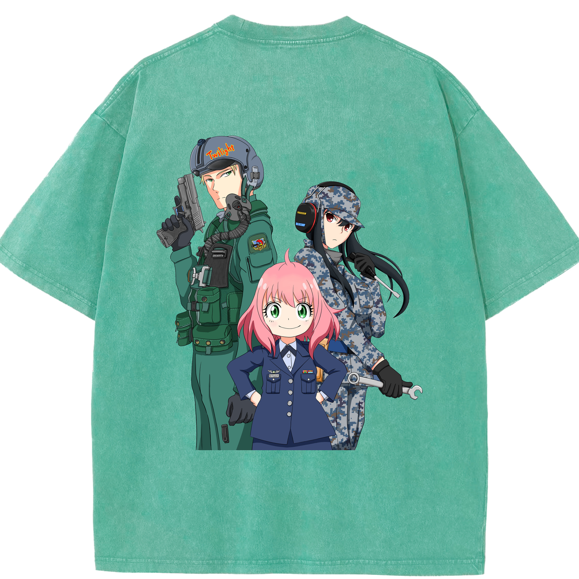 （画像用） SPY×FAMILY间谍家家酒 綿100% ヴィンテージ風 半袖Tシャツ（背面プリント）